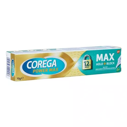 COREGA Max Hold + Block kleefcrème met muntsmaak (70g)